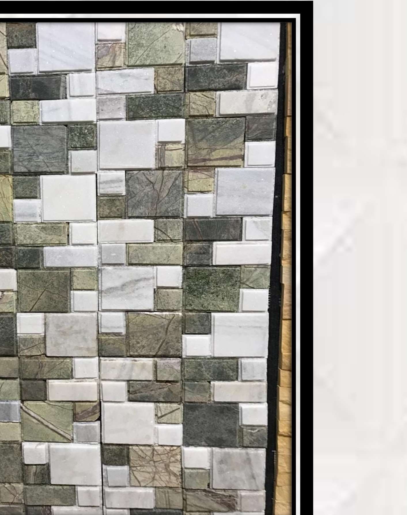 Biscuit Pattern installed, 13x12" Natural Stone cladding