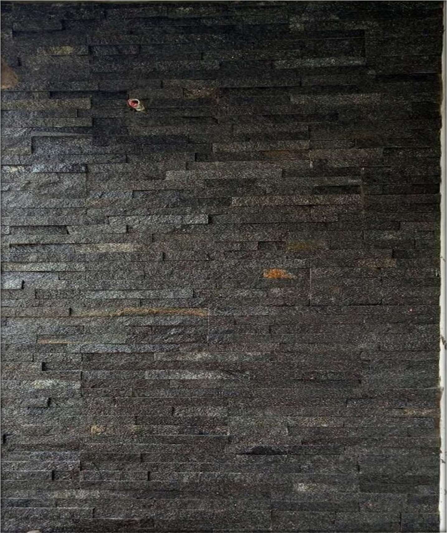 Glaxy Stone installed, 6x24" Slate cladding